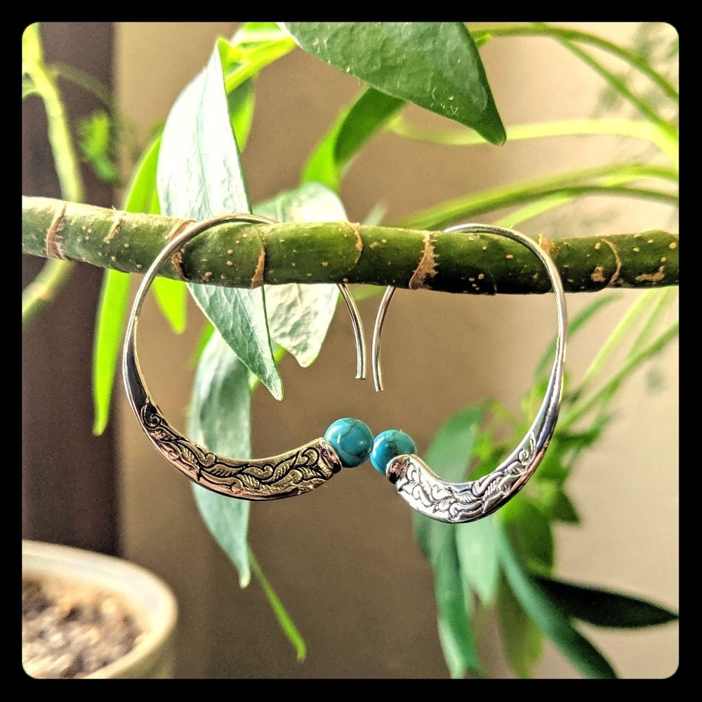 Stirling Silver boho hoop earrings